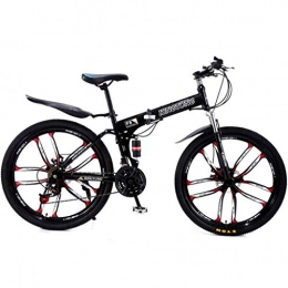 JLQWE vélo JLQWE Vélo VTT 26 Pouces Pliable De Montagne Vélos 24 / 27 en Alliage D'aluminium Léger Délais Full Frame Suspension Frein À Disque (Color : Black, Size : 24speed)