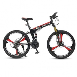 JLQWE vélo JLQWE Vélo VTT Mountain Bike, Cadre en Acier Au Carbone Vélos Pliants, Suspension Double Et Double Disque De Frein, 26 Pouces Roues (Color : Red, Size : 27-Speed)