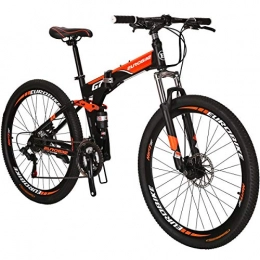 EUROBIKE Vélos pliant JMC Vélo de montagne pliable G7 27, 5 pouces 21 vitesses Double frein à disque Vélo adulte pliable pour homme / femme (Orange)