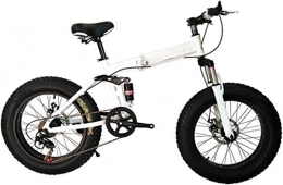 JXH vélo JXH 26 Pouces 27 Vitesse Pliante de Montagne Vlos avec 4.0" Fat Pneus Vlos Neige, Full Suspension VTT Deux Vitesses Freins Disque Vlo de Montagne, Blanc