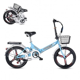 JYTFZD vélo JYTFZD WENHAO Vélo for Adultes Pliant, Roue intégrée Variable de 20 Pouces à 6 Vitesses, Installation d'installation Gratuite vélo, Coussin de siège réglable et Confortable (Color : Blue)