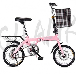 JYTFZD Vélos pliant JYTFZD WENHAO Vélos pliants, vélo de vélo Pliant de 20"Vélo de vélo de vélo de vélo Double Disque avec Panier Avant et pimage taillée arrière (Color : Pink)