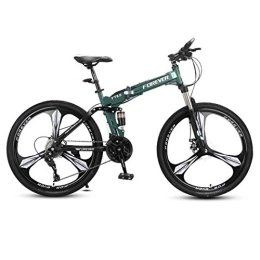 Kays vélo Kays VTT Vélo de Montagne Mountain Bike, Cadre en Acier Au Carbone Vélos Pliants, Suspension Double Et Double Disque De Frein, 26 Pouces Roues (Color : Green, Size : 24-Speed)