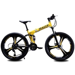 Kays vélo Kays VTT Vélo de Montagne Pliable Montagne Vélos Unisexe 26 « » Cadre en Acier Léger Carbone 21 Vitesses Frein À Disque Pleine Suspension (Color : Yellow, Size : 24speed)