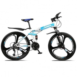 Kays vélo Kays VTT Vélo de Montagne VTT 26 Pouces Vélos Pliable 21 / 24 / 27 VTT Léger Cadre Délais en Acier Au Carbone De Frein À Disque Pleine Suspension (Color : Blue, Size : 21speed)