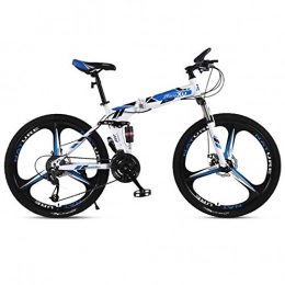 Kays Vélos pliant Kays VTT Vélo de Montagne VTT, Pliant 26 Pouces Roues Dur Queue Mountain Bicycles, Cadre en Acier Au Carbone, À Double Suspension À Double Disque De Frein (Color : Blue, Size : 27-Speed)