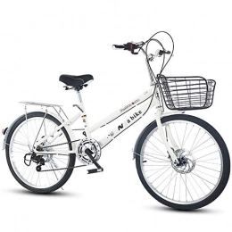 KKLTDI vélo KKLTDI Léger Bicyclette, Vélo De Ville De Banlieusard 7 Vitesse Facile à Installer pour Adulte Unisexe Blanc 7 Vitesse 24 Pouces