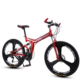 KNFBOK Vélos pliant KNFBOK Compteur VTT 26 Pouces vélo de Montagne 21 Vitesses vélo de Montagne Pliant Double Frein à Disque vélo Nouveau vélo de Montagne Pliant Convient pour Les Adultes Rouge