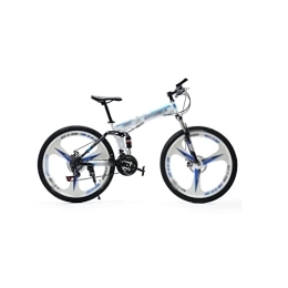 KOOKYY Vélos pliant KOOKYY Vélo VTT Vélo Trois Couteaux Une Roue Déplacement Pliant Double Absorption Des Chocs Adulte Hors Route Vélo Hommes et Femmes (Couleur : Blanc Bleu)