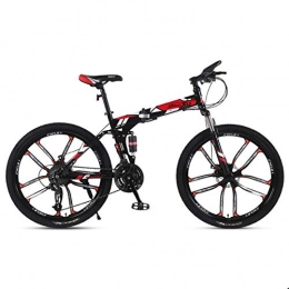 KOSGK Vélos pliant KOSGK Mountain Bike Child Bicycles 21 / 24 / 27 Speed ​​Steel Cadre 26 Pouces Roues 10 Rayons Suspension VéLo Pliant, Rouge, 21 Vitesses