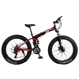 KOSGK Vélos pliant KOSGK VéLo Montagne Pliant Acier 26 'Bicyclettes Unisexe Double Suspension 4, 0 Pouces Graisse Pneu VéLo Peut Faire du VéLo sur La Neige, Les Montagnes, Les Routes, Les Plages, Etc, Rouge