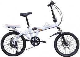 KRXLL vélo KRXLL Vélos pliants 20 Pouces vélo à Vitesse Variable Double Frein à Disque Pleine Suspension antidérapant pour Hommes et Femmes avec Cadre arrière Porteur-Blanc
