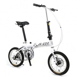 KXDLR Vélos pliant KXDLR 14 Pouces Vélo Pliant Vélo Pliable Banlieue Vélo Femme Étudiant Voiture Vélo Léger Cadre en Aluminium Et Double Frein À Disque, Blanc