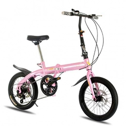 KXDLR vélo KXDLR 16 Pouces À 6 Vitesses Vélo Pliable, Cadre en Aluminium Ultra-Léger en Alliage Gears Pliable Vélos pour Hommes Et Femmes De Banlieue Collège Étudiants École, Rose