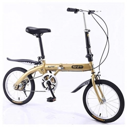 KXDLR vélo KXDLR 16" Ville Alliage Léger Vélo Pliable Bicyclette, Double Freins V-Style, d'or