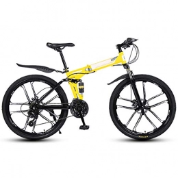 KXDLR vélo KXDLR Vélo Pliant 24X VTT 26 Pouces Hors Route Roues Double Suspension Vélo À Haut Carbone Cadres en Acier, Jaune