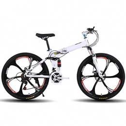 LHQ-HQ vélo LHQ-HQ Sports de Plein air 26inch VTT, Vélos pliants, Full Suspension et Double Disque de Frein, Cadre en Acier au Carbone 27Speed ​​vélo Sports de Plein air Mountain Bike (Color : White)