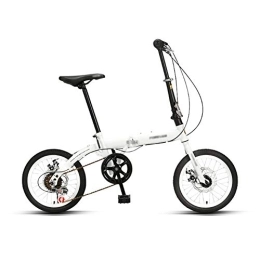 LYRONG vélo LYRONG 6 Vitesses Pliable vélos, avec Siège Réglables 16 Pouces Vélo Pliant Cadre en Acier au Carbone Vélo de Ville Pliant, White