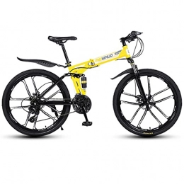 M-YN vélo M-YN Vélos Pliants De Vélo De Montagne 26 Pouces pour Hommes Womans 21 / 24 / 27- Vitesse Plein Suspension Disc Freins Beach Cruiser Bicyclettes(Size:21-Speed, Color:Jaune)