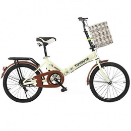 MYANG Vélos pliant MYANG 20 Pouces vlos, vlos rglable avec Panier, Formation Roue de scurit stabilisateur, crme vlo Pliant Couleur