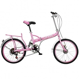 MYANG Vélos pliant MYANG Vlo Pliant 20 Pouces Hommes et Modles Femmes, Adultes Mini Speed Car Double Disque de Frein vlo Pliant, Rose