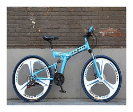 NOLOGO vélo NoraHarry Flower 26 pouces 21 vitesses double frein à disque VTT pliant vélo adapté for les adultes Love sports (Color : S sky blue)