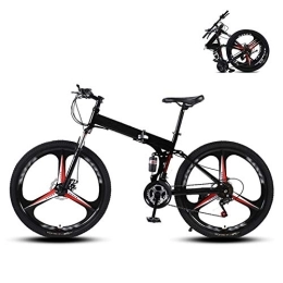 Ouumeis Vélos pliant Ouumeis 26 Pouces Vélos VTT Pliants Vitesse Variable Double Absorption des Chocs Tout Terrain Vélo Pliable Adulte Trois Roues De Coupe Cadre en Acier À Haute Teneur en Carbone, Noir, 27 Speed