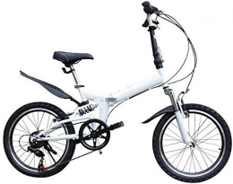 Pkfinrd vélo Pkfinrd 20 Pouces vélo Pliant Shifting - mâle et Femelle Vélos - Enfants Adultes Élèves Carbone et Acier Avant Amortisseur arrière VTT, Jaune (Color : White)