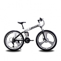 CZA Vélos pliant Pliable VTT 24 Vitesses VTT Vélo Double Disque amortissante 3 Cutter Roue de Bicyclette, Blanc, 26 inch