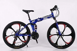 BLTR vélo Pratique Vélo de Montagne Ultra-léger Pliable 4 Variables Vitesse Double Frein Pliant vélo for Homme et Femmes vélo Adulte Haute qualité (Color : Blue 6 Blade, Size : 21)