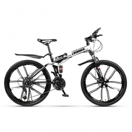 PXQ vélo PXQ Adultes VTT 21 / 24 / 27 / 30 Vitesses Pliant vélo Hors Route avec Double Freins à Disque et Amortisseur, 24 / 26 Pouces Haute Carbone Soft Tail Bike, Black, C24Inch21S