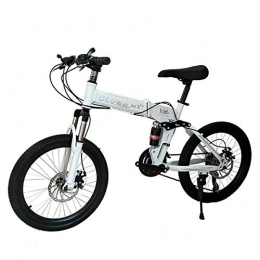 PXQ vélo PXQ Kid Shimano 21 / 24 / 27 Speed Mountain Bike garçons et Filles 20 Pouces Haute en Acier au Carbone Pliant vélo avec Double Disque de Frein et Amortisseur Fourche Avant, White2, 21S