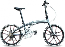 Qianqiusui Vélos pliant Qianqiusui Vélo Pliant, vélo avec Citybike Banlieue 22 Pouces à 10 Rayons Roues VTT Suspension Vélo, Titane (Color : Titanium)