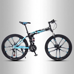 QMMD Vélos pliant QMMD 26 Pouces Vélo VTT, Hommes Vélo Pliable de Montagne, Cadre en Acier À Haute Teneur en Carbone Vélo de Montagne, Double Suspension Véhicule Tout Terrain, C 10 Spoke, 21 Speed