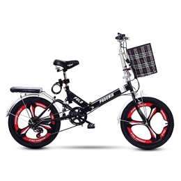 QUNINE vélo QUNINE Vélo Pliant de 20 Pouces pour Adultes et Femmes Adolescentes, Mini vélo léger pour étudiant, employé de Bureau, vélo de Banlieue Urbain (Noir)