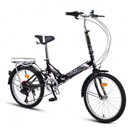 RPOLY vélo RPOLY Vélo Pliant Adulte, Ultra Léger Portable Vélo 7 Vitesses Folding Bike Bikes Vélo de Ville Pliant avec arrière Rack Carry, Black_20 inch