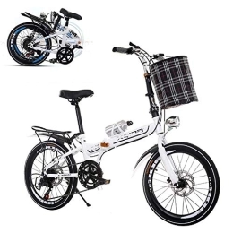 SLRMKK Vélos pliant SLRMKK Vélo Pliant pour Adulte, Mini-vélo Portable Ultra-léger pour étudiant à Vitesse Variable de 20 Pouces, Frein à Disque Double Avant et arrière Siège à 6 Vitesses réglable