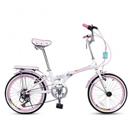 SYLTL vélo SYLTL Vélo Pliant 7 Vitesses Unisexe Enfant Comfort Bikes Pliant 20 Pouces Portable Petit Vélo de Ville Pliable Réglable, Rose