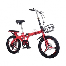 Ti-Fa Vélos pliant Ti-Fa Vélos pliants 20 Pouces Mini Portable étudiant vélo Pliable pour Hommes Femmes Poids légers Pliant Vitesse Damping vélo, Rouge, Spoke Wheel