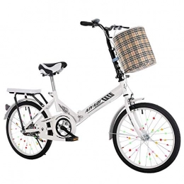 Minkui Vélos pliant Unisex Adult Mini Bike Folding Shocking Child Bike Adjustable Handlebar and Seat Aluminum Frame Single Speed -20" Wheel-Blanc_16 Pouces