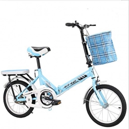 Minkui Vélos pliant Unisex Adult Mini Bike Folding Shocking Child Bike Adjustable Handlebar and Seat Aluminum Frame Single Speed -20" Wheel-Bleu_16 Pouces