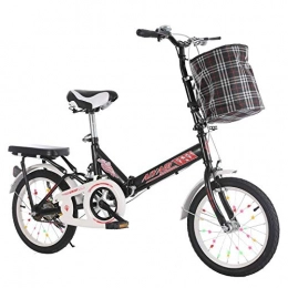 Minkui Vélos pliant Unisex Adult Mini Bike Folding Shocking Child Bike Adjustable Handlebar and Seat Aluminum Frame Single Speed -20" Wheel-Noir + Absorption des Chocs_16 Pouces