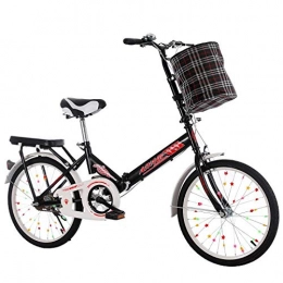 Minkui Vélos pliant Unisex Adult Mini Bike Folding Shocking Child Bike Adjustable Handlebar and Seat Aluminum Frame Single Speed -20" Wheel-Noir_16 Pouces