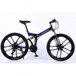 VANYA vélo VANYA Unisexe Pliant VTT 24 / 26 Pouces 27 Vitesses Une Roue Double Absorption des Chocs Hors Route vélo, Bleu, 24inches