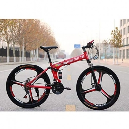 JLFSDB vélo VTT Vélo de Montagne Mountain Bike Pliable 24 pouces Ravine Bike Carbon Steel Montagne Vélos roue Unicité double frein à disque double suspension 21 24 27 vitesses ( Color : Red , Size : 24 Speed )