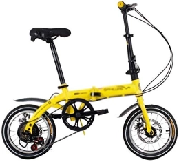 NOLOGO vélo Vélo 14 Pouces vélo Pliant Enfants Route Adulte Vélo Ville Mini Ultraléger vélo Porteur réglable Haute (Color : Yellow)