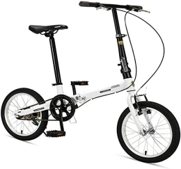 NOLOGO vélo Vélo 16" Vélos pliants, Haute teneur en Carbone en Acier Poids léger vélo Pliant, Mini monovitesse renforcé Cadre de Banlieue vélo, Portable léger (Color : White)
