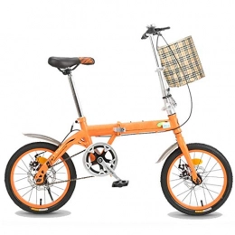 ZHEDYI Vélos pliant Vélo 16po, Adultes, Dames, Hommes, Mini-vélo Pliant Vélo Avec Panier, Vélo De Banlieue De La Ville Compacte, Simple Vélo De Vitesse De La Lumière, Velos Pliants, Vtt ( Color : Orange , Size : 20in )