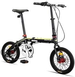 NOLOGO vélo Vélo Adultes vélo Pliant, Pliable Compact de vélo, 16" 7 Vitesse Super Compact Poids léger Vélo Pliant, Cadre renforcé vélo de Banlieue, Jaune (Color : Yellow)