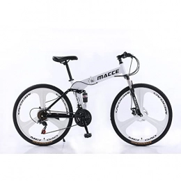 MIGONG Vélos pliant Vélo de montagne pliable 26" 27 vitesses en acier à haute teneur en carbone, pour adultes, double frein à disque, VTT en plein air, homme et femme (26" pour une hauteur de 160-185cm, blanc)